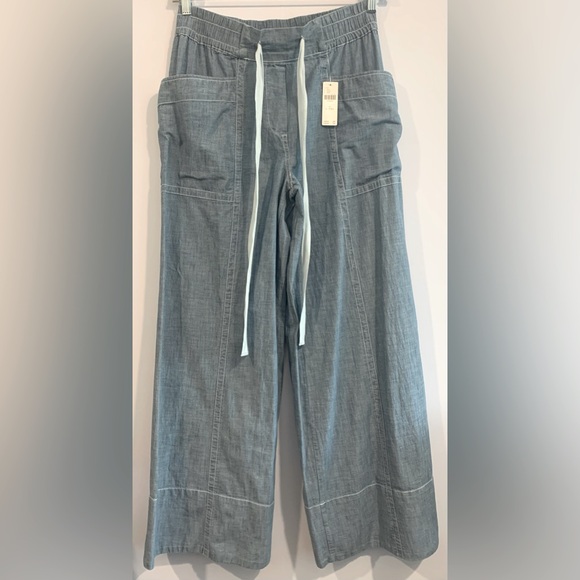 NWT, Maeve/Anthropologie La Ponche Cotton Pull On Denim Wide Leg Pant, Sz STall - Picture 4 of 14